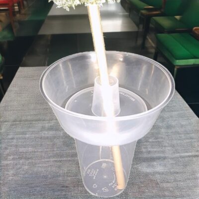 Transparent 350ML Plastic Tower Glass with Fries Cup: Leak-proof & Safe