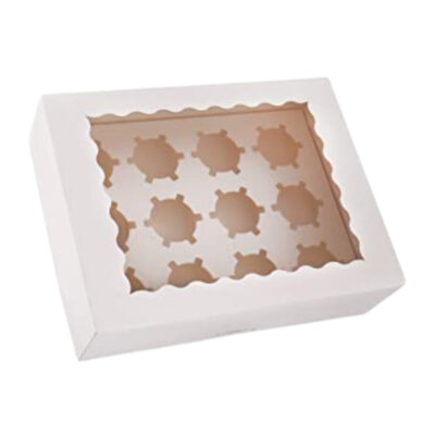Cupcakes Box with Window White (4 Pcs, 6 Pcs, 9 Pcs, 12 Pcs)
