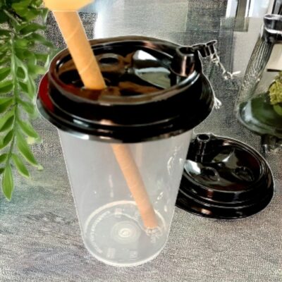 Transparent Round 350ML Plastic Glass with Shipper Lids