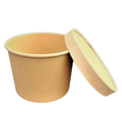 Brown Paper Round Container with Lid | Pack of 50 – Versatile Food Packaging Solutions | (750ML, 500ML)