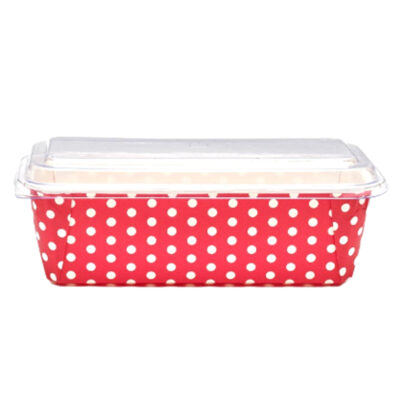 Plum Cake Baking Mold Red Polka Dots with Lid (400g) (Red, Green)