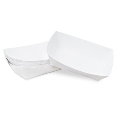 White Paper Boat Tray | Disposable Food Boats & Trays (Small, Medium, Large)