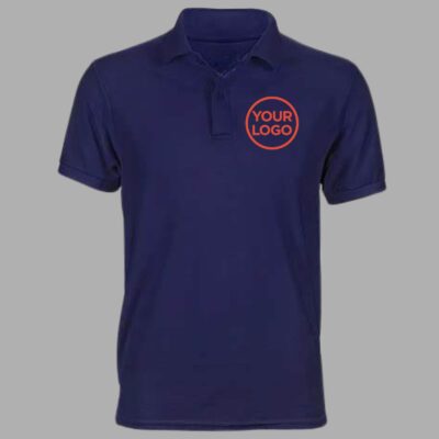 Navy Blue Polo T-Shirt for Men | Custom Logo Print – Pack of 6