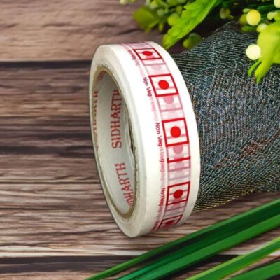 VCR Non-Veg Printed Tape – 65m Length, 1inch Width, Pack of 6 Rolls, Red Marking, Self-Adhesive for Packing Boxes
