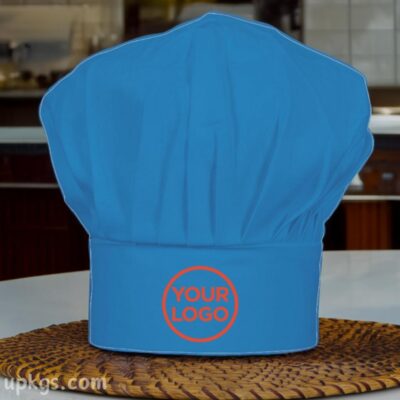 Blue Chef’s Cap Cum Hat with Custom Logo Print | Premium Fabric