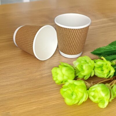 150ml Ripple Brown Disposable Paper Cups – Perfect for Tea & Coffee!