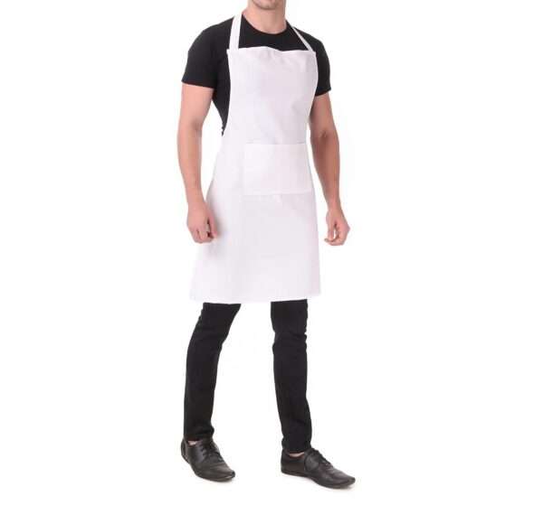 Plain White Unisex Kitchen Apron – No Logo | Adjustable Cooking Apron with Pocket