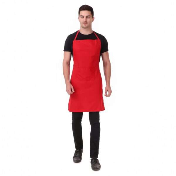 Plain Red Unisex Kitchen Apron – No Logo | Adjustable, Durable & Comfortable
