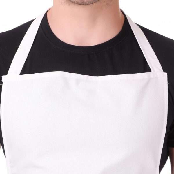 Plain White Unisex Kitchen Apron – No Logo | Adjustable Cooking Apron with Pocket