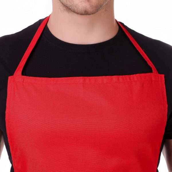 Plain Red Unisex Kitchen Apron – No Logo | Adjustable, Durable & Comfortable