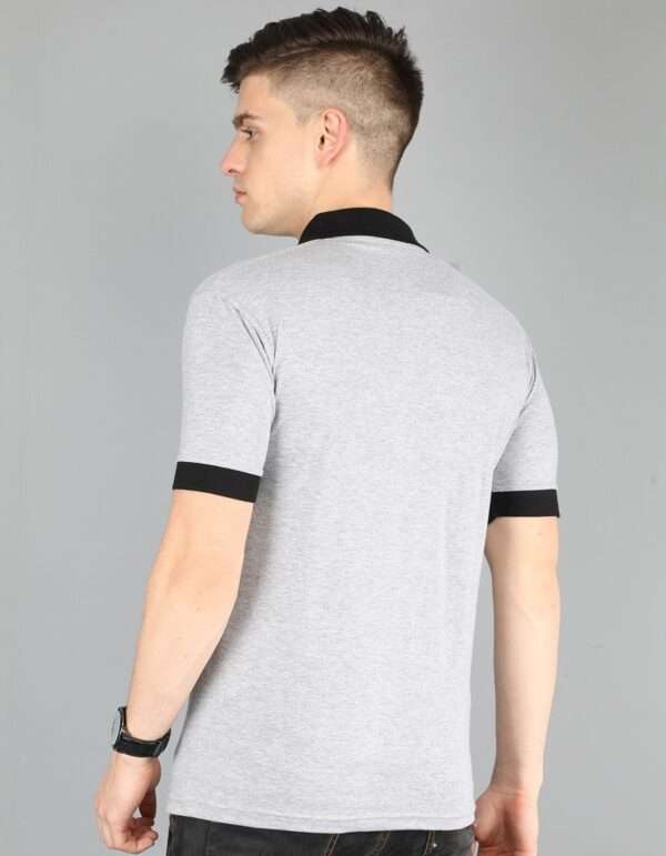 Men's Grey Melange Polo T-Shirt with Black Collar – Stylish Uniform & Casual Wear by UPKGs