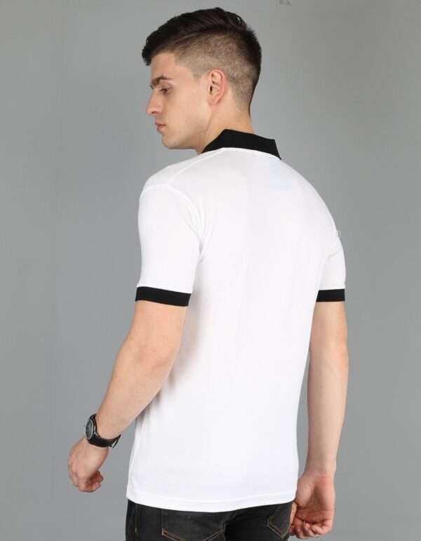 Men's White Plain Polo T-Shirt with Black Collar – Smart Staff Uniform & Everyday Wear by UPKGs