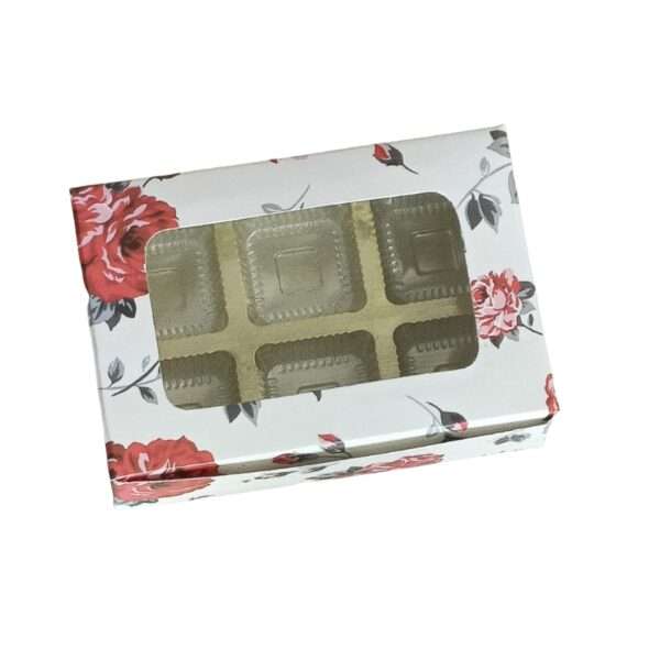6 Cavity Floral Chocolate Box with Transparent Window